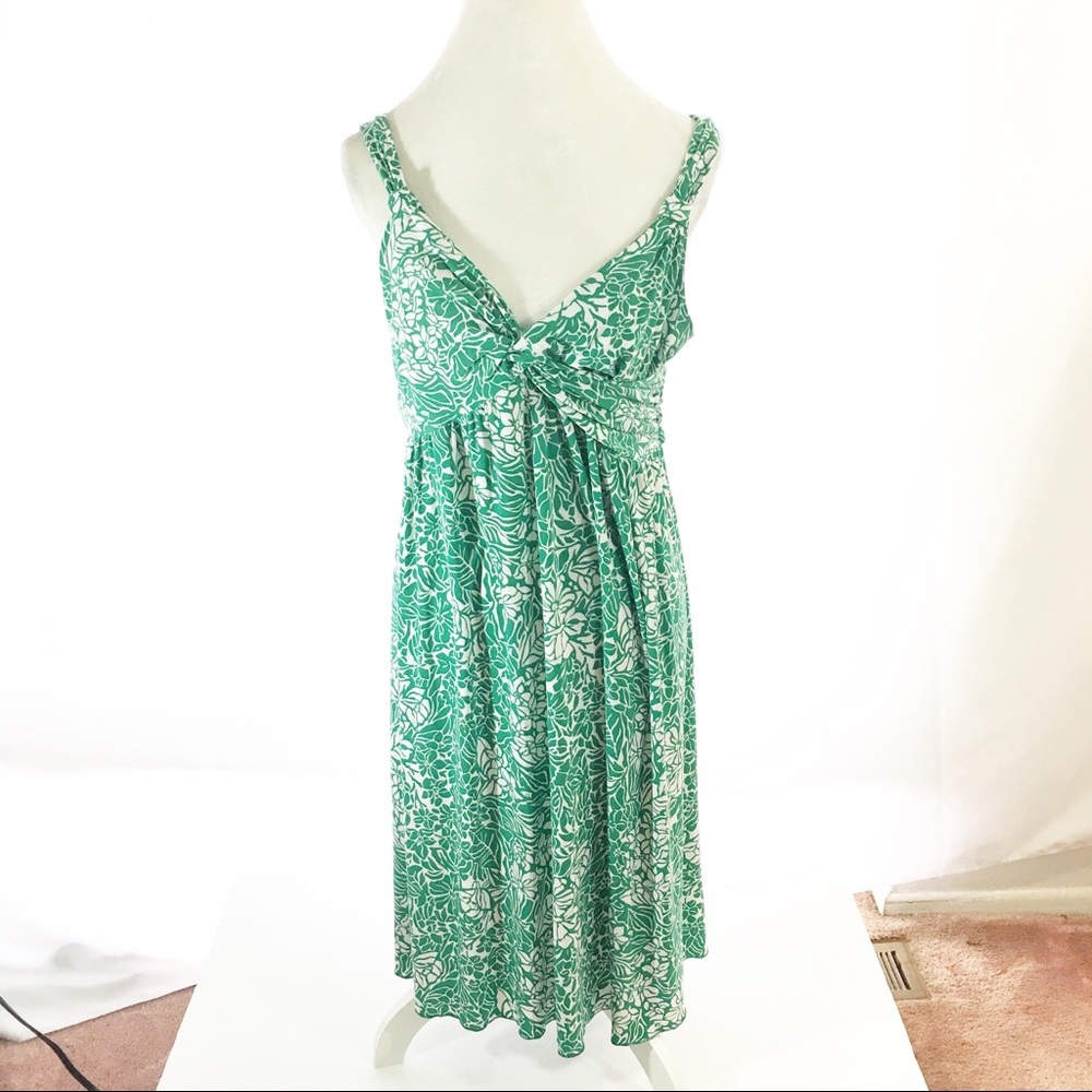 Daisy Fuentes White & Green Stretch Dress